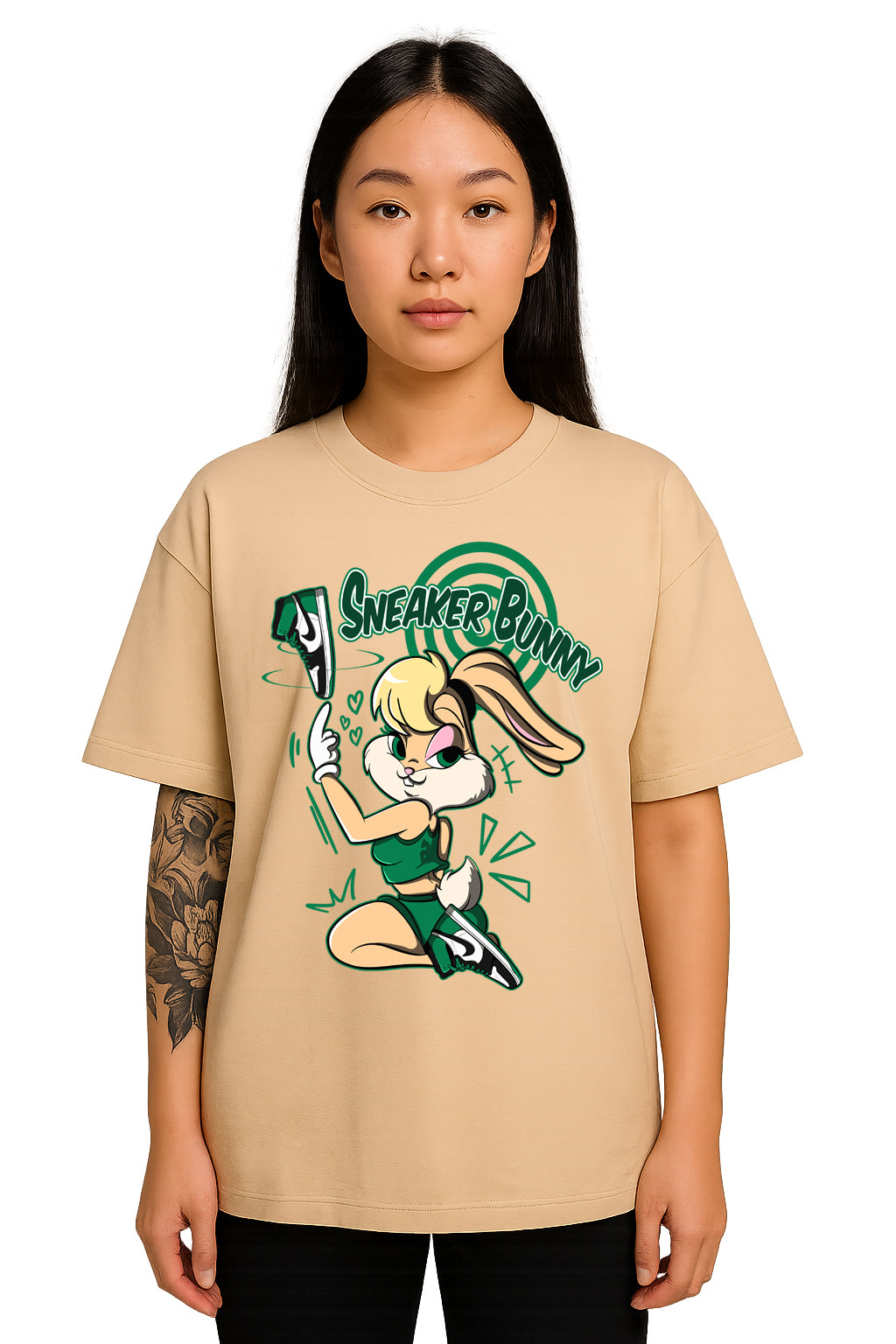 Sneaker Bunny Graphic Tee – Oversized Drop Shoulder Unisex T-Shirt Jordan 1